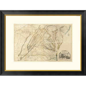 Jamaica Vintage Old B W Map Print On Canvas With Black Custom Frame 16 X 21 Traditional Prints And Posters By Spotcolorart Usa
