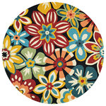 Couristan Inc - Couristan Covington Geranium Indoor/Outdoor Area Rug, Navy-Multi, 7'10" Round - Designed with today's  busy households in mind, the Covington Collection showcases versatile floor fashions with impressive performance features that add to their everyday appeal. Because they are made of the finest 100% fiber-enhanced Courtron polypropylene, Covington area rugs are water resistant and can be used in a multitude of spaces, including covered outdoor patios, porches, mudrooms, kitchens, entryways and much, much more. Treated to prevent the growth of mold and mildew, these multi-purpose area rugs are exceptionally easy to clean and are even considered pet-friendly. An ideal decor choice for families with young children, or those who frequently entertain, they will retain their rich splendor and stand the test of time despite wear and tear of heavy foot traffic, humidity conditions and various other elements. Featuring a unique hand-hooked construction, these beautifully detailed area rugs also have the distinctive aesthetic of an artisan-crafted product. A broad range of motifs, from nature-inspired florals to contemporary geometric shapes, provide the ultimate decorating flexibility.