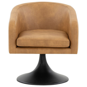Safavieh Couture Gonzalez Pedestal Chair, Light Brown/Black