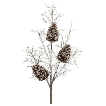 Iced Pinecone Twig Branch, Set of 2