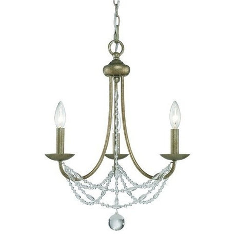 Mirabella 3-Light Mini Chandelier, Golden Aura, Metal Candlesticks