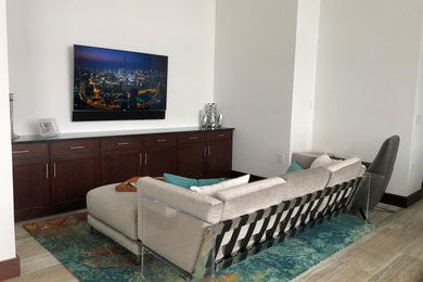 Living room - modern living room idea in Denver