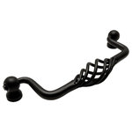 Cosmas - Cosmas 9993-128FB Flat Black Birdcage Cabinet Pull, 5" Hole Centers - Hole Centers / Drilling: 5"