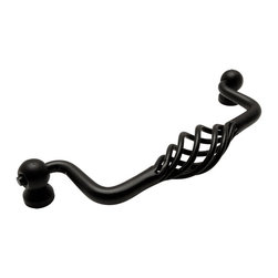 Cosmas - Cosmas 9993-128FB Flat Black Birdcage Cabinet Pull, 5" Hole Centers - Cabinet And Drawer Handle Pulls