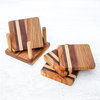Novica Handmade Striped Nature Wood Coasters (Set Of 4)