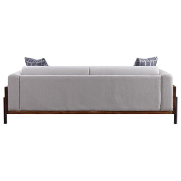 Pelton Sofa with Pillows in Fabric and Walnut