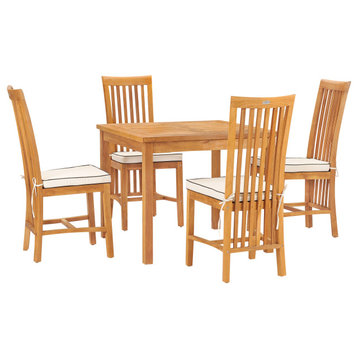 Teak Wood Balero Patio Bistro Dining Set including 35" Table and 4 Side Chairs