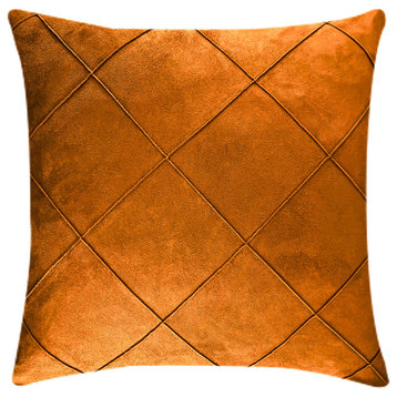 Decorative Stitched Faux Suede Throw Pillow, Camel, 20" X 20", Cover Only