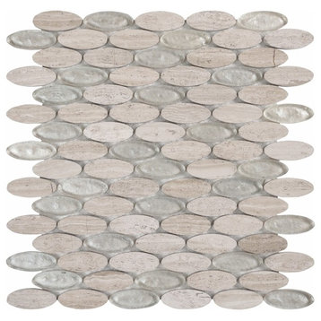12"x12" Elyptic Brick Imagination Mosaic, Set of 4, Bel Air