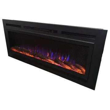 Touchstone the Sideline Steel Recessed Electric Fireplace With Mesh Screen, 60"