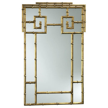 Bamboo Mirror, Gold, Iron and Mirroroed Glass, 38"H (3033 17CK9)