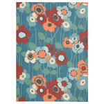 Nourison - Waverly Sun N' Shade Floral Bluebell 7'9" x 10'10" Indoor Outdoor Area Rug - Make your floors match your thriving garden with the Waverly Indoor/Outdoor Rug. This exquisite rug is defined by its exciting palette of red, blue and salmon tones, which come together to create a modern floral design. Offering a sumptuously soft texture, this rug adds comfort underfoot, whether it's placed in the living room or under your patio table. It's also incredibly easy to clean, making it suitable for both indoor and outdoor spaces. Vibrant and invigorating with bold contemporary undertones, the Waverly Indoor/Outdoor Rug is guaranteed to leave a lasting impression.