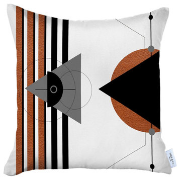 Orange and White Modern Geometric Throw Pillow