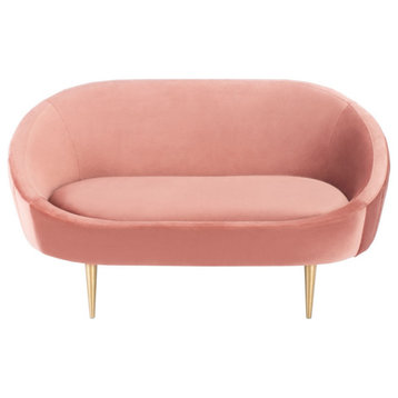 Henney Channel Tufted Tub Loveseat Dusty Rose/Gold