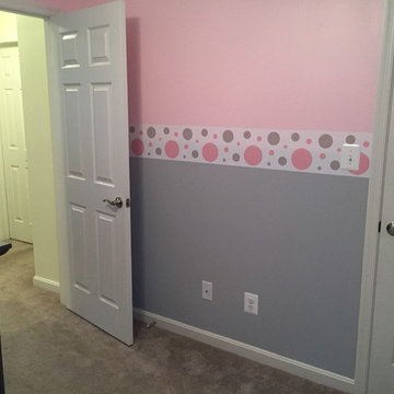 Baby Nursery Pink and Grey Polka Dot Circle Wallpaper Border Wall Art Decals