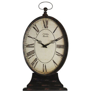 Antiqued Metal Pedestal Clock 13" 35124 