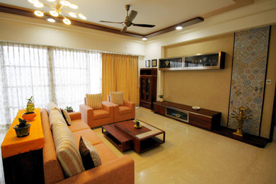Eclectic living room in Bengaluru.