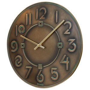 Rivet Roman Industrial Oversized Wall Clock, Antique Bronze, 45 in 