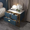 2 Drawers Bedroom Nightstand with Electronic Lock Stainless Steel Base, Blue