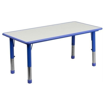 Bowery Hill Plastic Rounded Corners Activity Table in Blue/Gray
