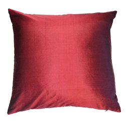 Brick Red Silk Dupioni Throw Pillow - Decorative Pillows