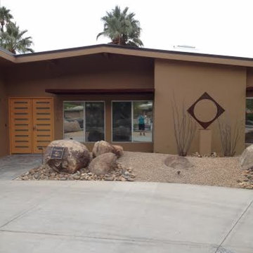 Kaco Palm Springs Home-Custom Rusted Steel Window Awnings