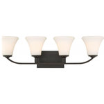 Nuvo Lighting - Nuvo Lighting 60/6304 Fawn 4 Light 29-1/2"W Bathroom Vanity Light - Mahogany - Features Made with sturdy steel construction Includes frosted glass shades Requires (4) 100 watt medium (E26) bulbs Capable of being dimmed when used with incandescent bulbs Rated for damp locations Covered under a 1 year manufacturer warranty Dimensions Height: 8-3/4" Width: 29-1/2" Extension: 8-1/4" Product Weight: 10.7 lbs Electrical Specifications Bulb Shape: A19 Bulb Base: Medium (E26) Number of Bulbs: 4 Bulbs Included: No Watts Per Bulb: 100 watts Wattage: 400 watts Voltage: 120 volts