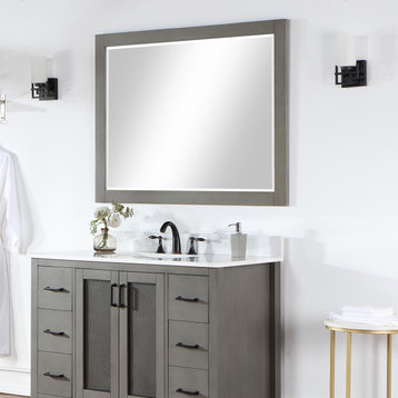 Ivy Rectangular Bathroom Wood Framed Wall Mirror, Gray Pine, 48"