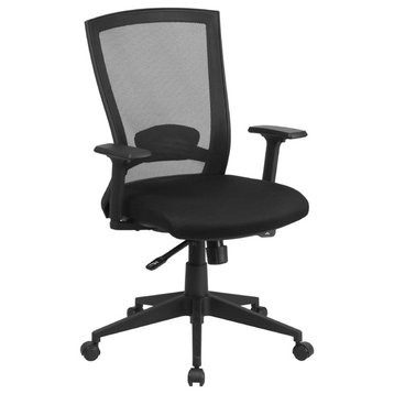 Flash Furniture Mid Back Mesh Swivel Office Chair in Black