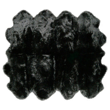 100% New Zealand Sheepskin Octo Rug 7'x6', Black