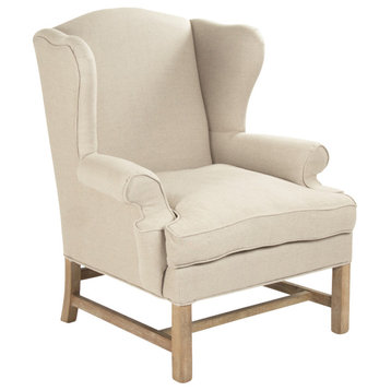 Fabien Wingback Chair, Natural Linen