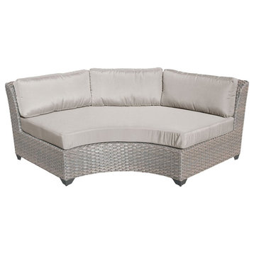 Afuera Living Curved Armless Outdoor Wicker Patio Sofa in Beige (Set of 2)