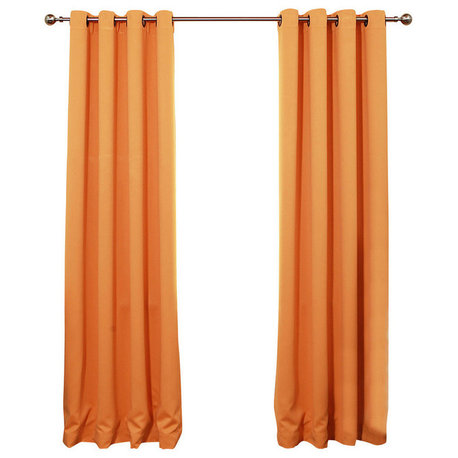 Solid Grommet Top Thermal Insulated Blackout Curtains, Orange, 108"