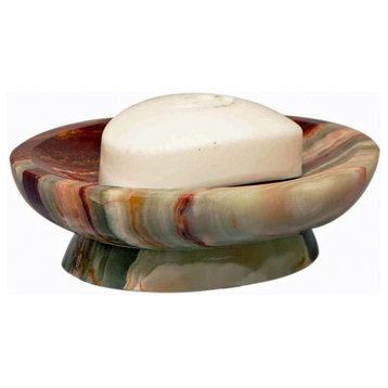Vinca Collection Oval Soap Dish, Green and Brown and Burgandy