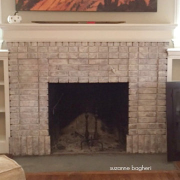 Whitewashed Brick Fireplace