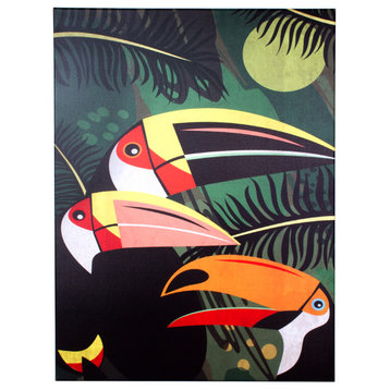 American Art Decor Tiki Birds Toucans Outdoor Canvas Art Print, 30"x40"