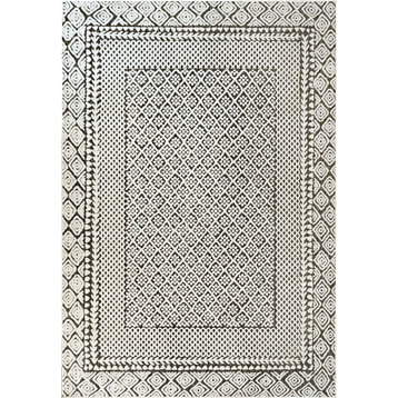 Dynamic Rugs Lotus 8148 Transitional Rug, Ivory and Charcoal, 5'0"x7'0"