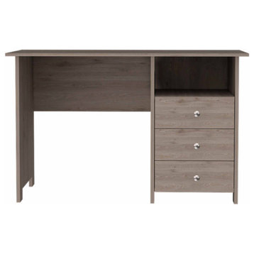 Jacksonville Computer Desk with 3 Drawers, Legs and Handles, Light Gray