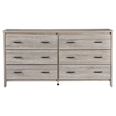 Titeca Contemporary 6 Drawer Dresser, Sonoma Oak