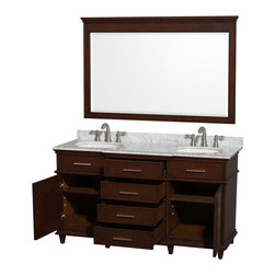 Ackley 60 inch Dark Chestnut Finish Double Sink - Bathroom Vanities And Sink Consoles