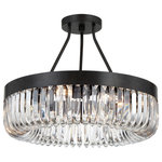 Crystorama - Alister 8 Light Charcoal Bronze Ceiling Mount - The Alister collection evokes boldness and glamour with its dramatic styling and faceted cut crystal shapes. For maximum crystal brilliance, the light source is positioned inside the U-shaped crystals uniformly arranged around a metal frame casting a stunning effect.