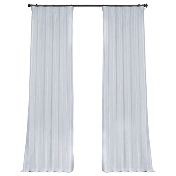 White Faux Silk Taffeta Curtain Single Panel, 50"x108"