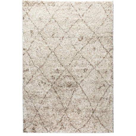 Well Woven Madison Shag Moroccan Lattice Rug, Vanilla, 5'x7'2''