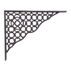 Import Wholesales - Decorative Shelf Bracket, Ornate Lattice, Rust Brown Cast Iron, 11.625" - Brackets