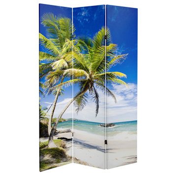 6' Tall Double Sided Sunset Palms Canvas Room Divider