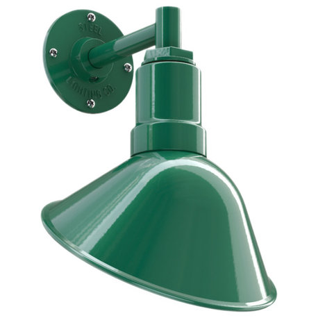 Venice 9" Powder Coated Steel Angled Sconce, Green, 6" Straight Arm