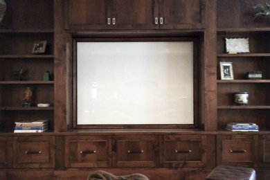 Study room - mid-sized medium tone wood floor study room idea in Minneapolis