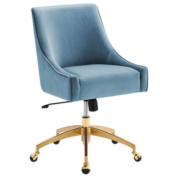 Discern Performance Velvet Office Chair, Light Blue