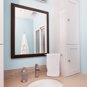 Refreshing Blue & White Master Bathroom Remodel in Torrance, CA.