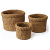 Seagrass Round Baskets With Cuffs, Set of 3
